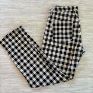 Uniqlo Gingham Cropped Pants Black and White Checkered